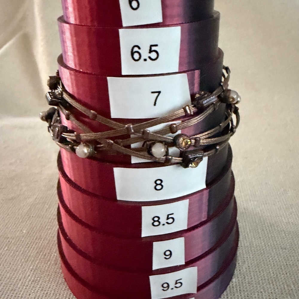 Delicate Brown Beaded Wire Bangle Stack - Women Jewelry - Picture 4 of 4